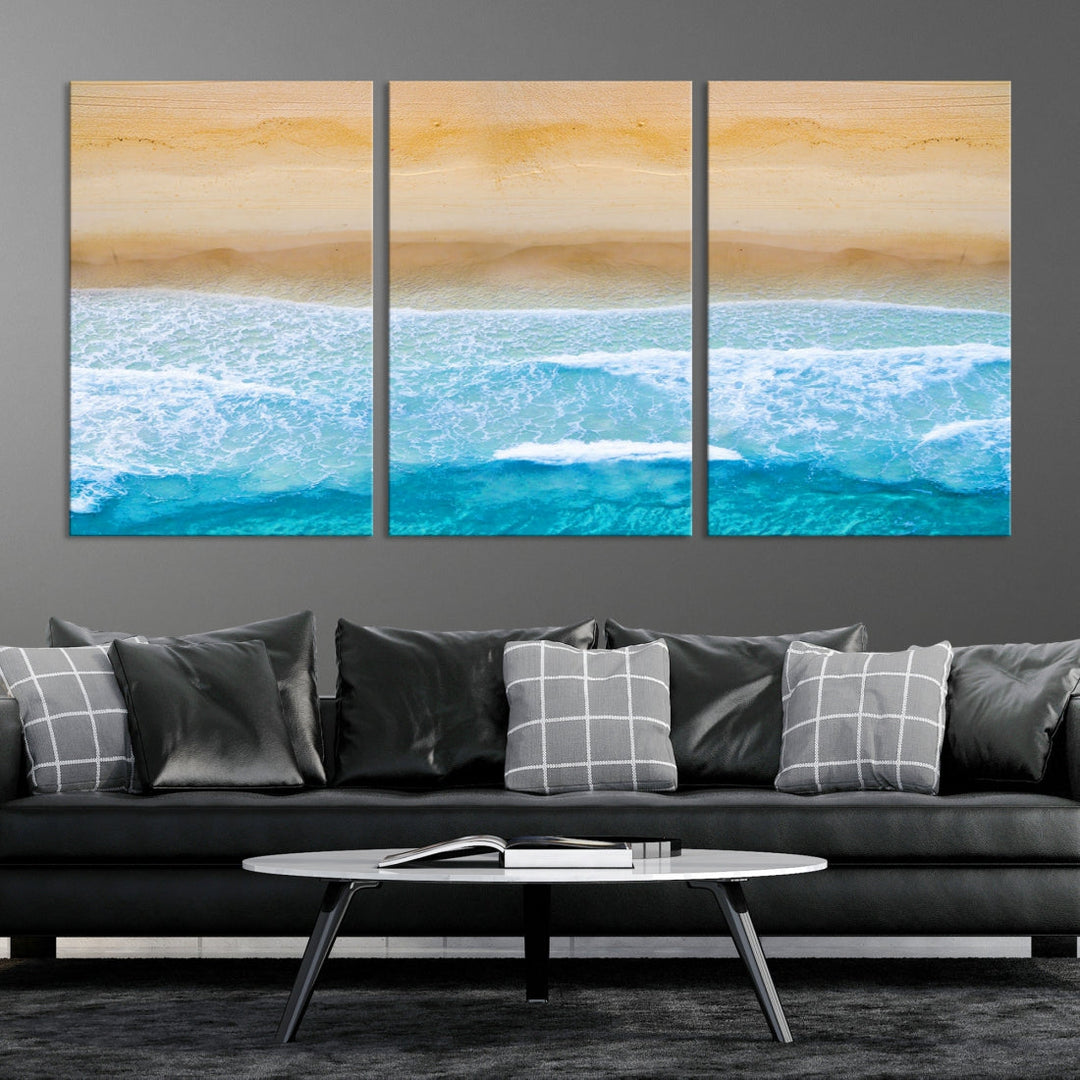 Stunning Aerial Beach Ocean Landscape View Large Canvas Wall Art Giclee Print