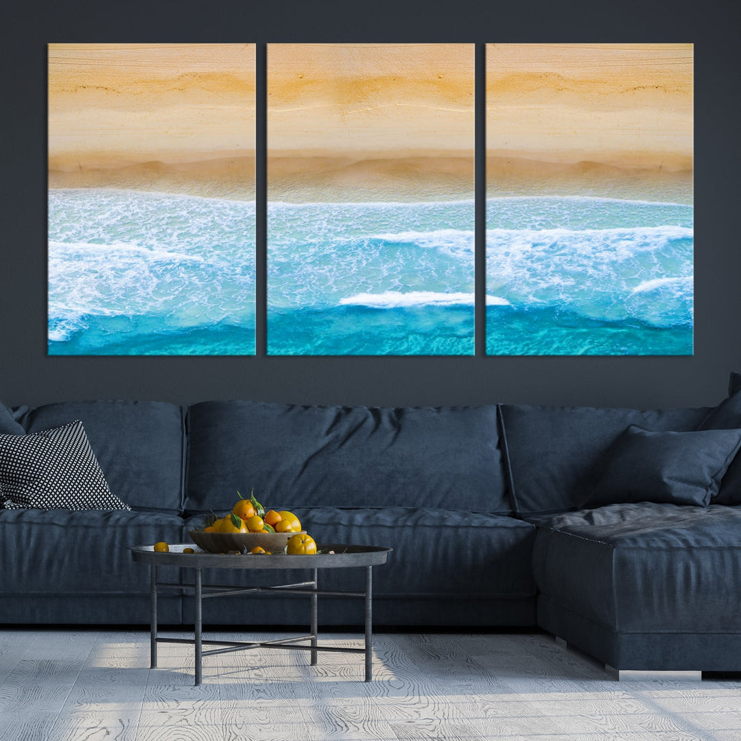 Stunning Aerial Beach Ocean Landscape View Large Canvas Wall Art Giclee Print