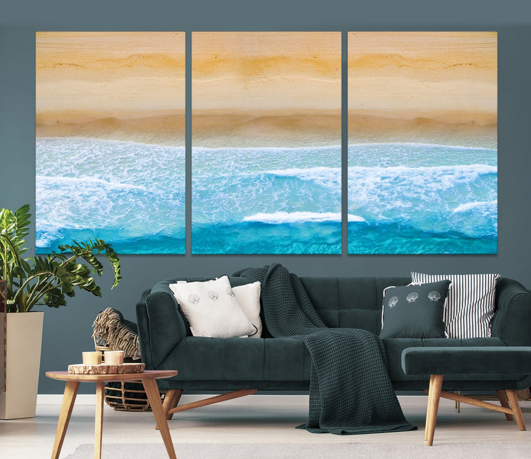 Stunning Aerial Beach Ocean Landscape View Large Canvas Wall Art Giclee Print