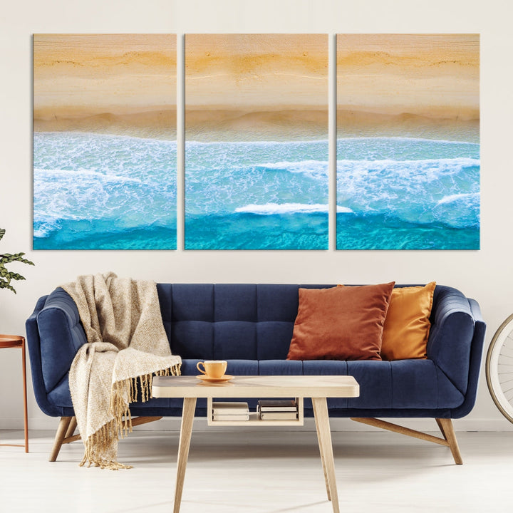 Stunning Aerial Beach Ocean Landscape View Large Canvas Wall Art Giclee Print