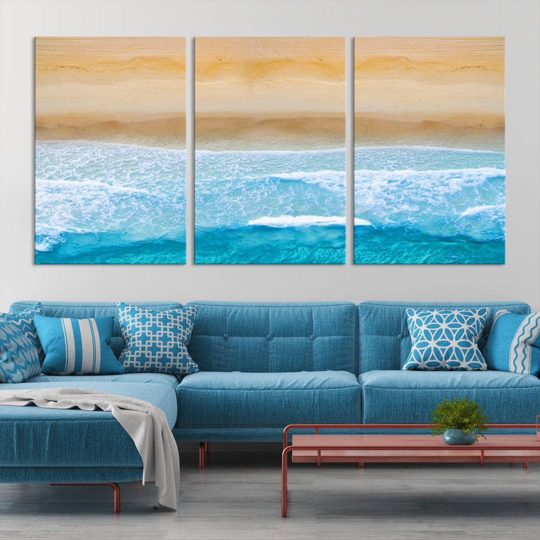 Stunning Aerial Beach Ocean Landscape View Large Canvas Wall Art Giclee Print