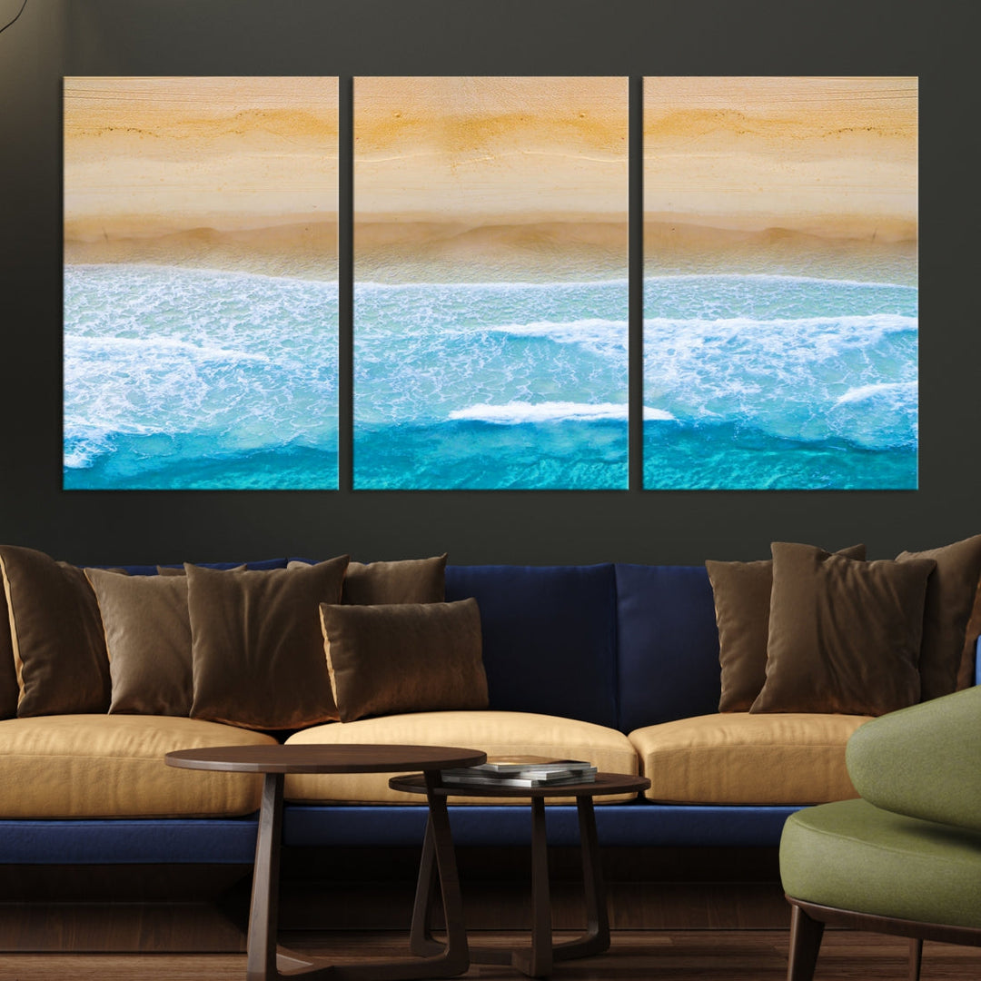 Stunning Aerial Beach Ocean Landscape View Large Canvas Wall Art Giclee Print