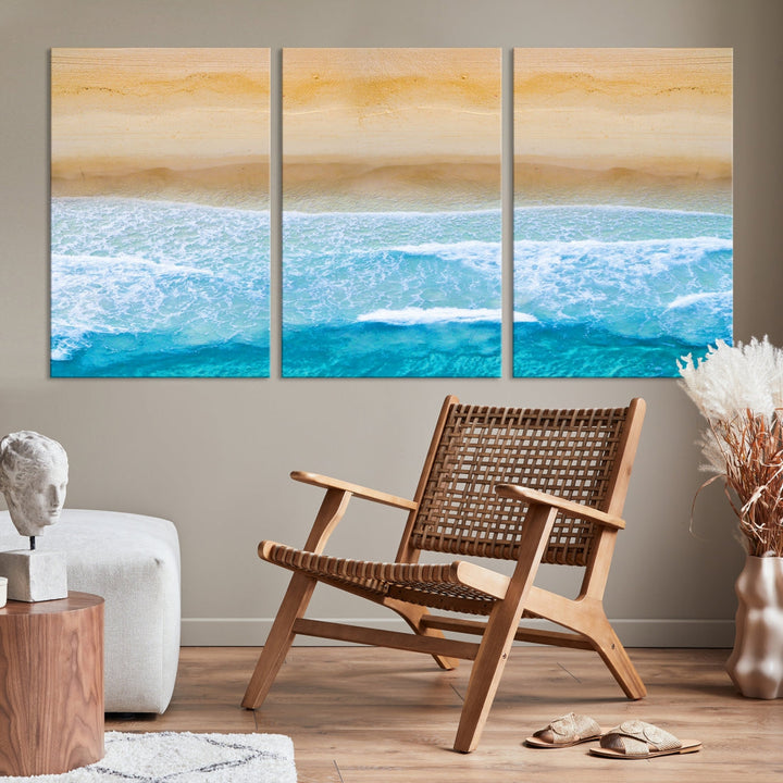 Stunning Aerial Beach Ocean Landscape View Large Canvas Wall Art Giclee Print