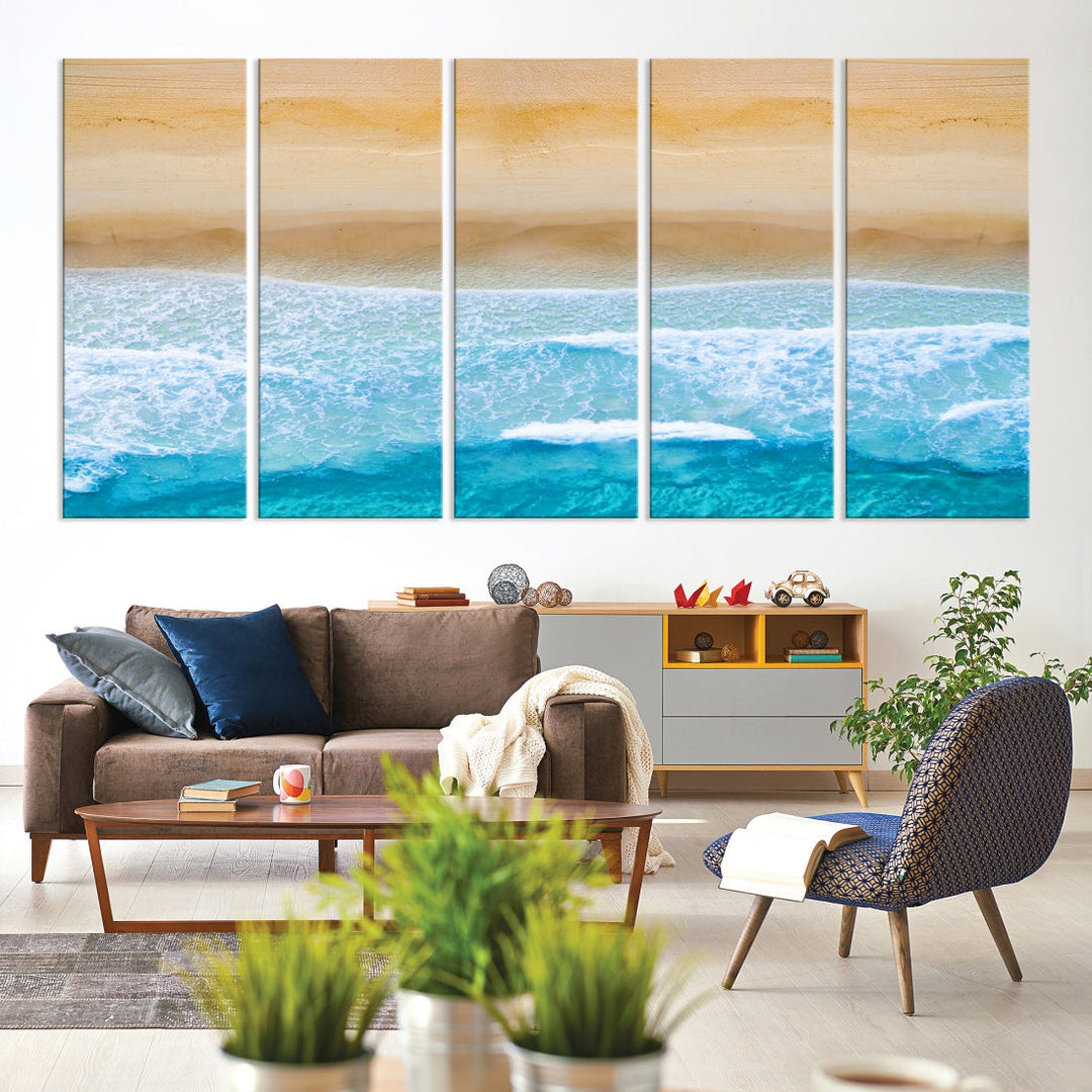 Stunning Aerial Beach Ocean Landscape View Large Canvas Wall Art Giclee Print