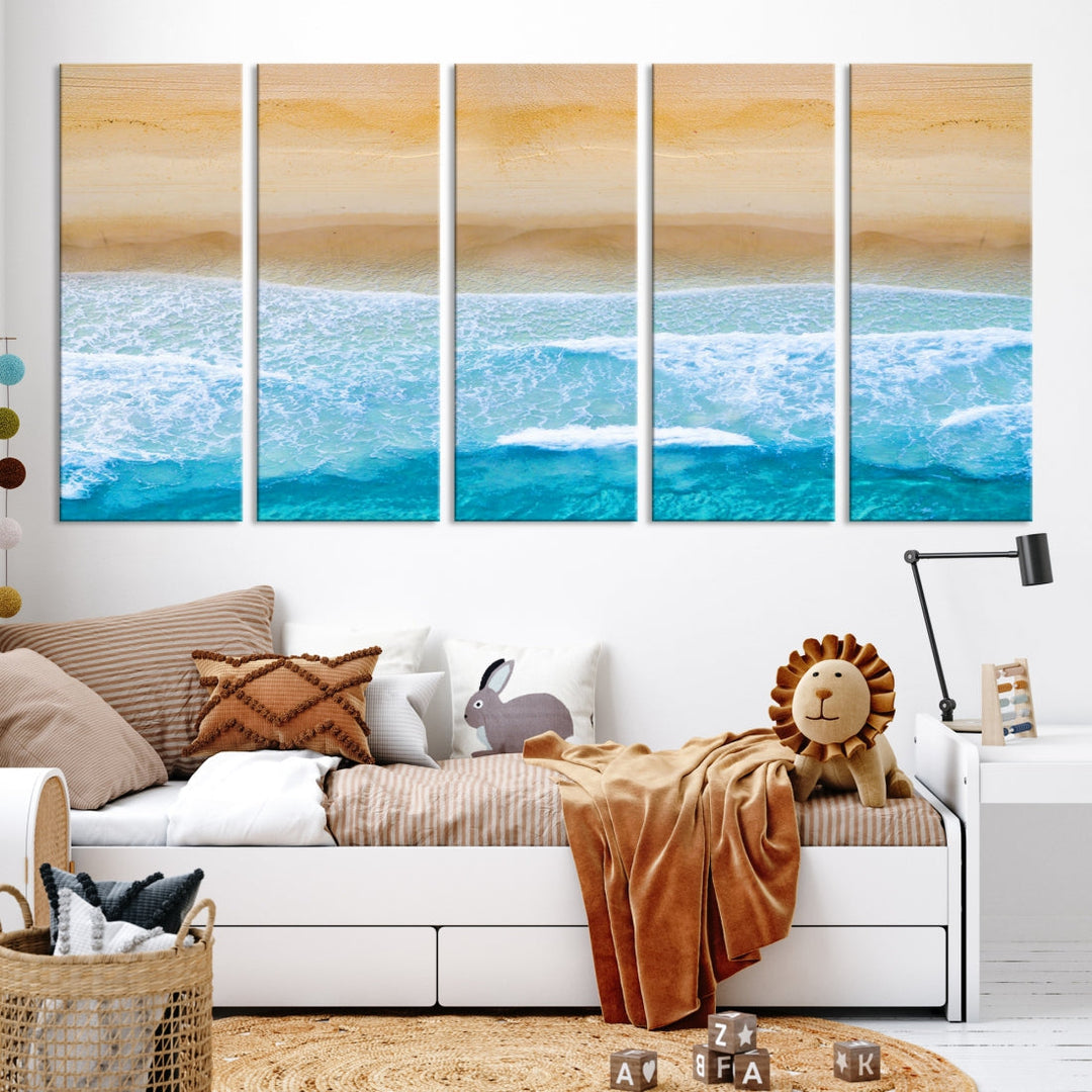 Stunning Aerial Beach Ocean Landscape View Large Canvas Wall Art Giclee Print