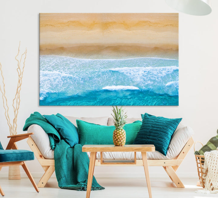 Stunning Aerial Beach Ocean Landscape View Large Canvas Wall Art Giclee Print