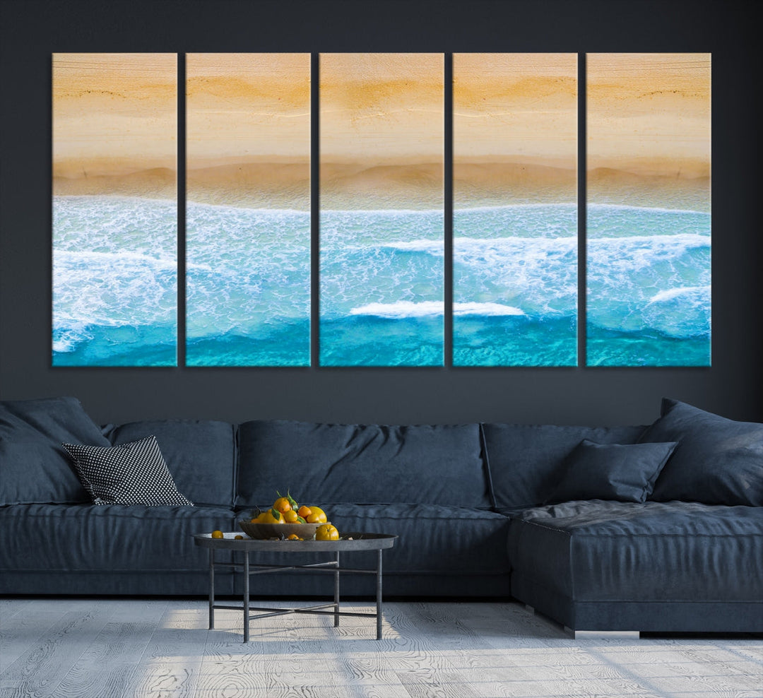 Stunning Aerial Beach Ocean Landscape View Large Canvas Wall Art Giclee Print