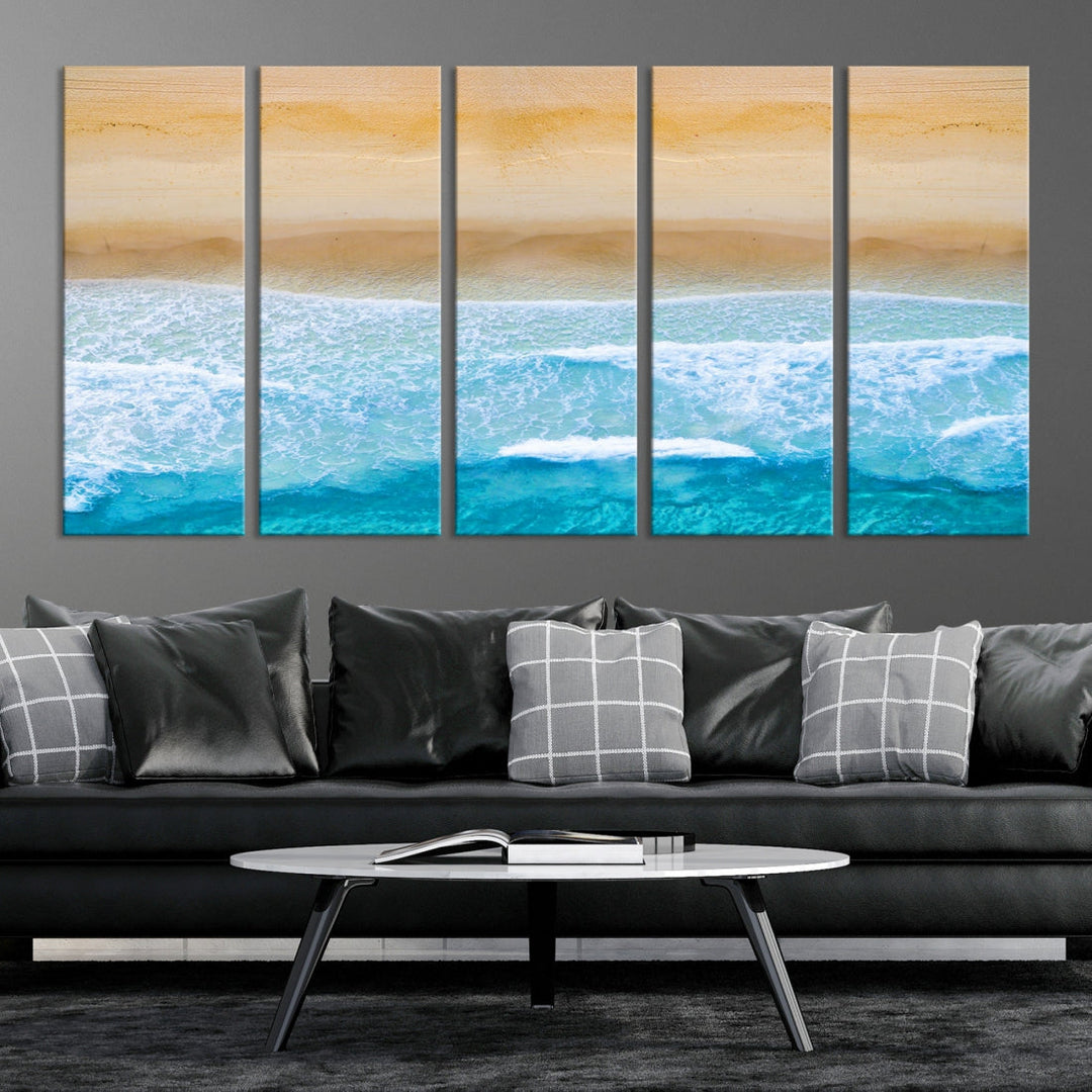 Stunning Aerial Beach Ocean Landscape View Large Canvas Wall Art Giclee Print