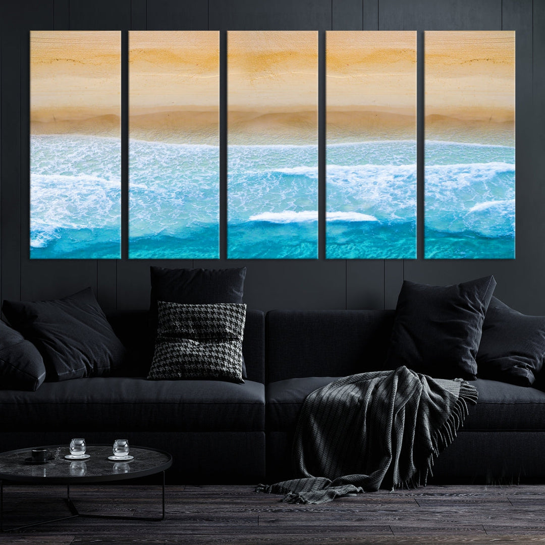 Stunning Aerial Beach Ocean Landscape View Large Canvas Wall Art Giclee Print