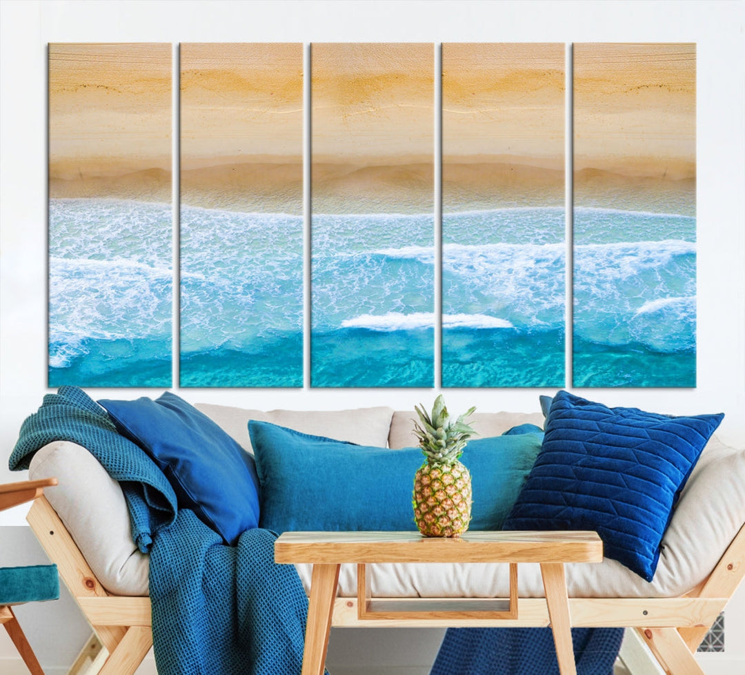 Stunning Aerial Beach Ocean Landscape View Large Canvas Wall Art Giclee Print