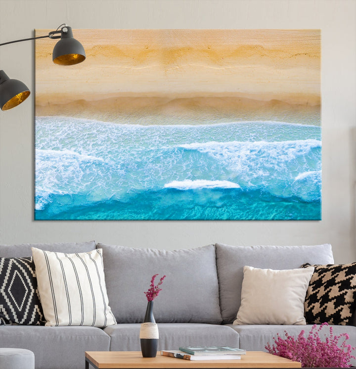 Stunning Aerial Beach Ocean Landscape View Large Canvas Wall Art Giclee Print