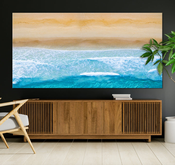 Stunning Aerial Beach Ocean Landscape View Large Canvas Wall Art Giclee Print