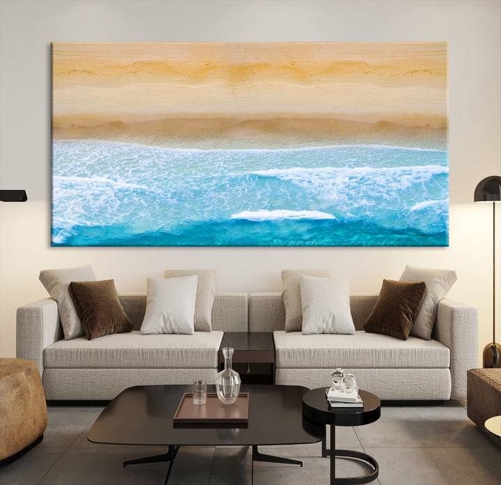 Stunning Aerial Beach Ocean Landscape View Large Canvas Wall Art Giclee Print