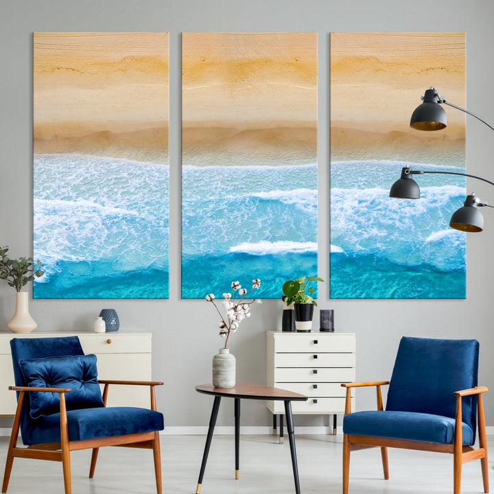 Stunning Aerial Beach Ocean Landscape View Large Canvas Wall Art Giclee Print