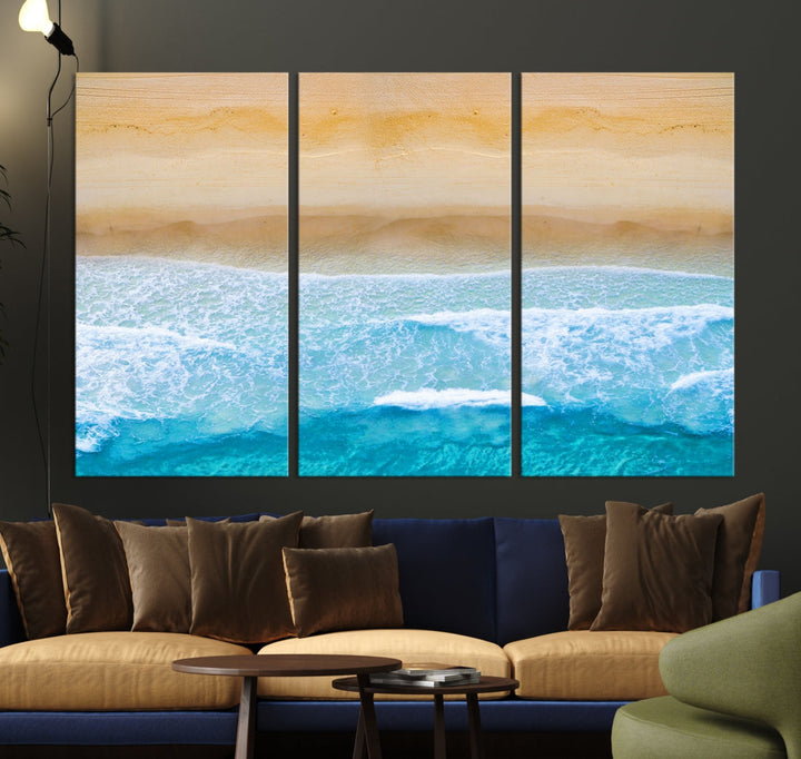 Stunning Aerial Beach Ocean Landscape View Large Canvas Wall Art Giclee Print