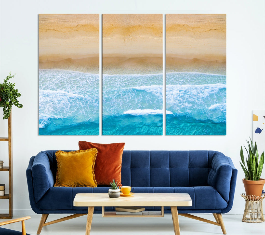 Stunning Aerial Beach Ocean Landscape View Large Canvas Wall Art Giclee Print