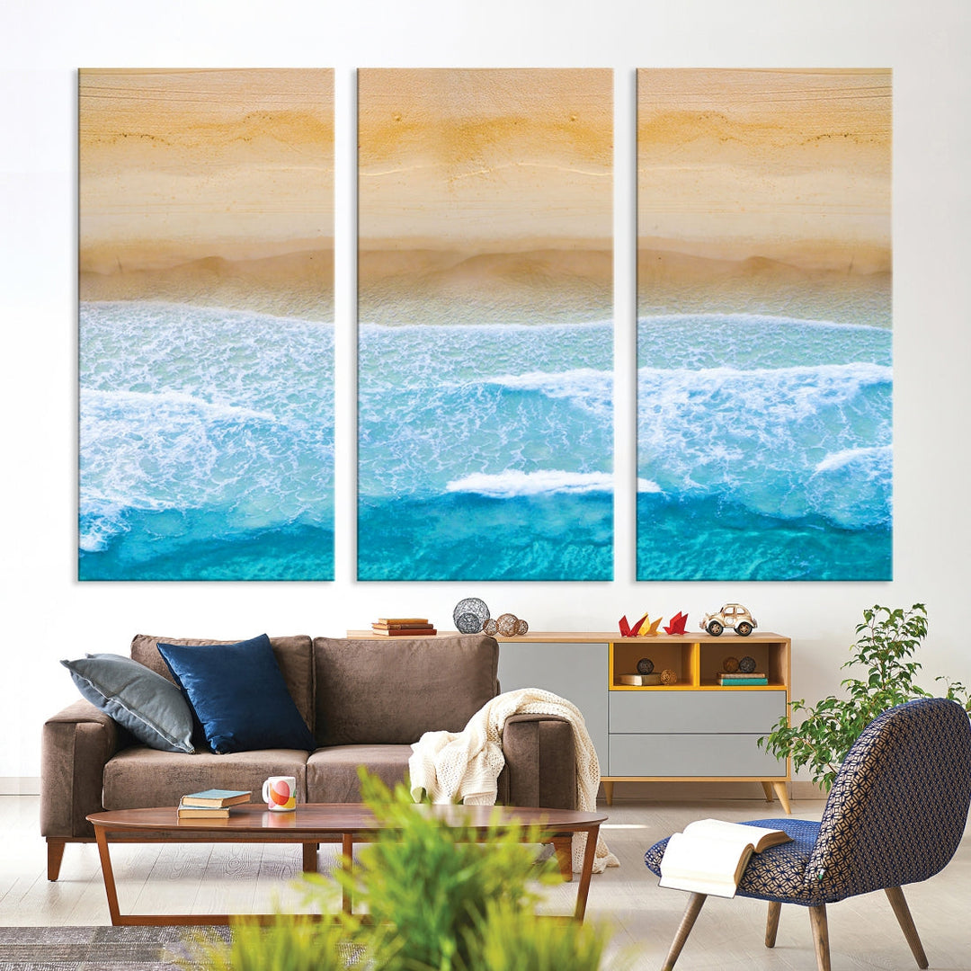 Stunning Aerial Beach Ocean Landscape View Large Canvas Wall Art Giclee Print