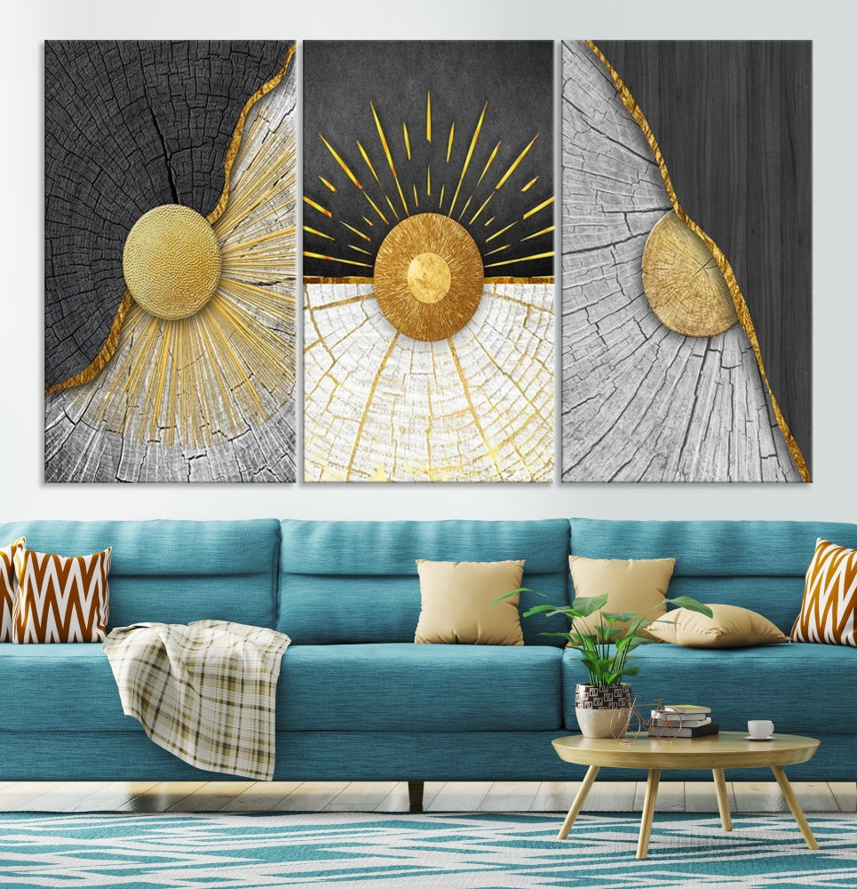 Sun Boho Wall Art Print, Nursery Decor, Playroom Wall Art, Large Canvas Wall Decor, Modern Painting