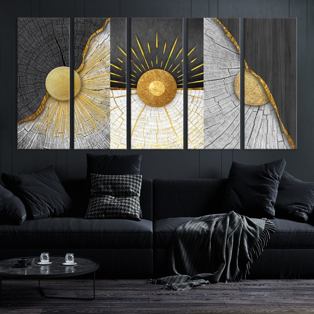 Sun Boho Wall Art Print, Nursery Decor, Playroom Wall Art, Large Canvas Wall Decor, Modern Painting