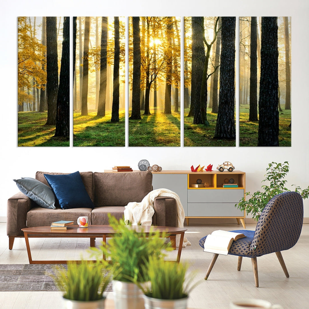 Bring the Sunshine & Beauty of a Forest with Large Trees to Your Home with Our Landscape Wall Art Canvas Print