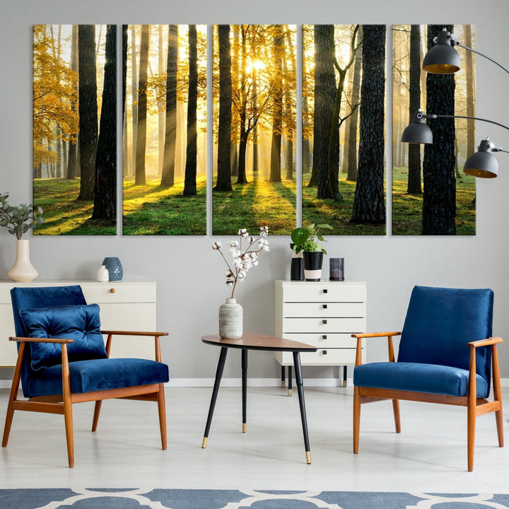 Bring the Sunshine & Beauty of a Forest with Large Trees to Your Home with Our Landscape Wall Art Canvas Print