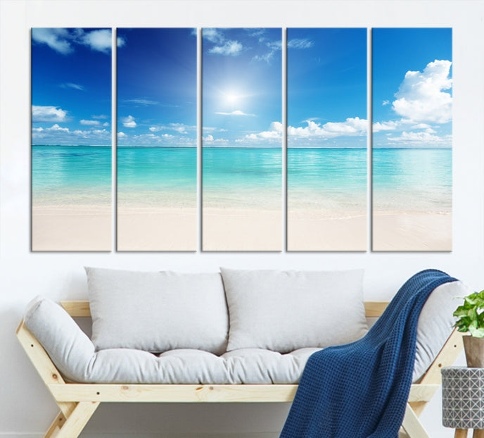 Sunrise in Morning Beach Ocean Sea Landscape Coastal Wall Art Canvas Print