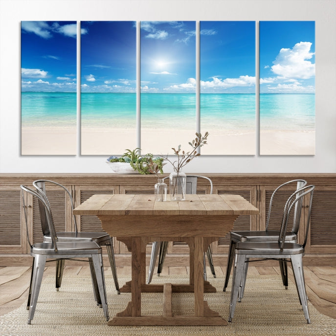 Sunrise in Morning Beach Ocean Sea Landscape Coastal Wall Art Canvas Print