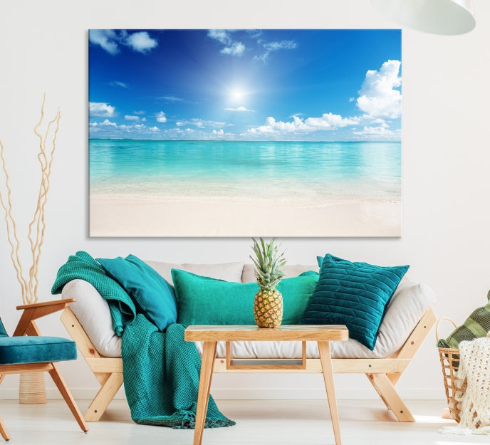 Sunrise in Morning Beach Ocean Sea Landscape Coastal Wall Art Canvas Print