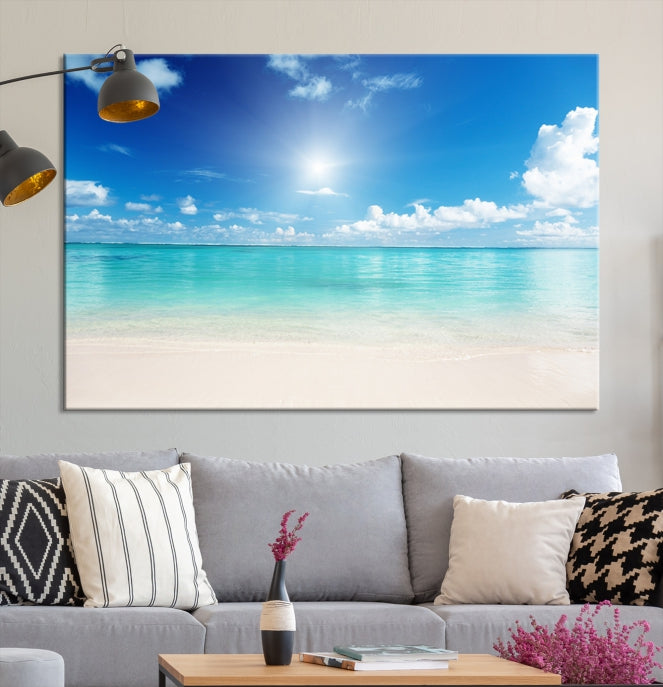 Sunrise in Morning Beach Ocean Sea Landscape Coastal Wall Art Canvas Print