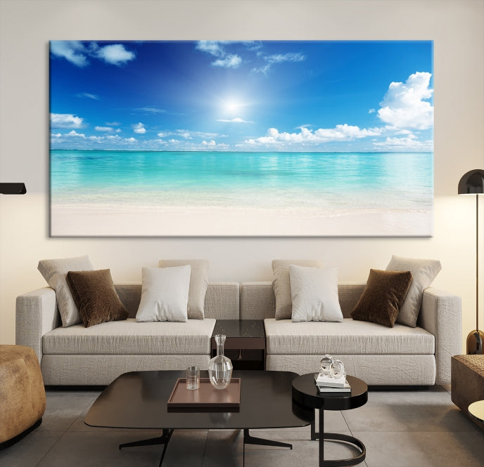 Sunrise in Morning Beach Ocean Sea Landscape Coastal Wall Art Canvas Print