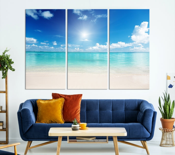 Sunrise in Morning Beach Ocean Sea Landscape Coastal Wall Art Canvas Print