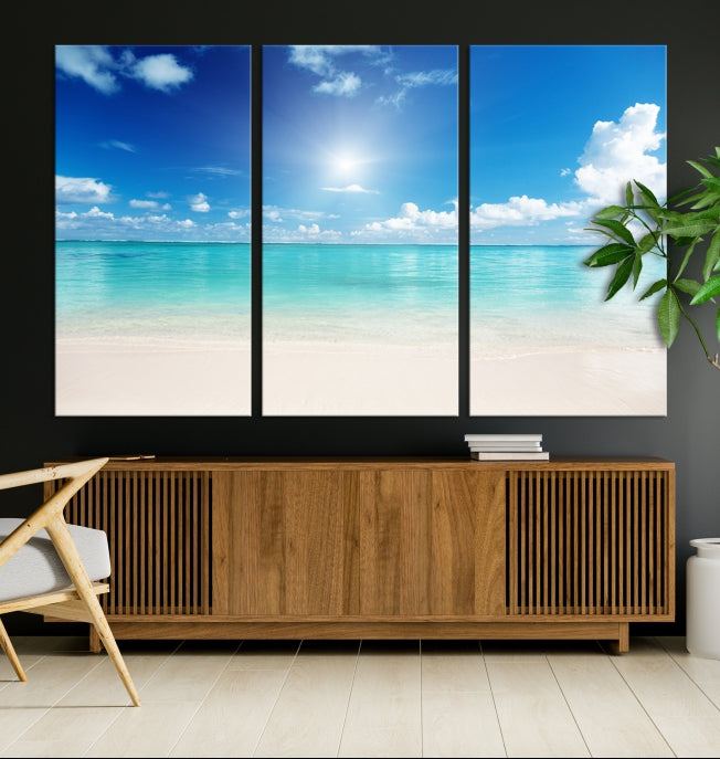 Sunrise in Morning Beach Ocean Sea Landscape Coastal Wall Art Canvas Print