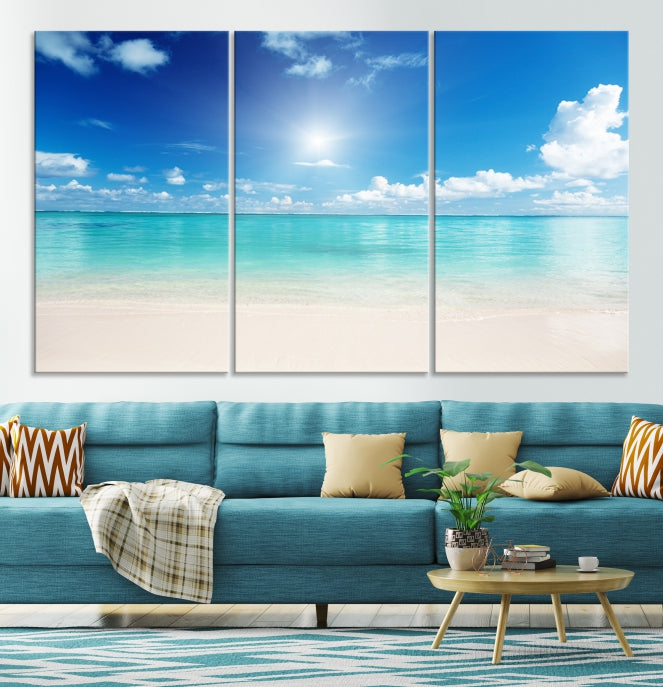 Sunrise in Morning Beach Ocean Sea Landscape Coastal Wall Art Canvas Print