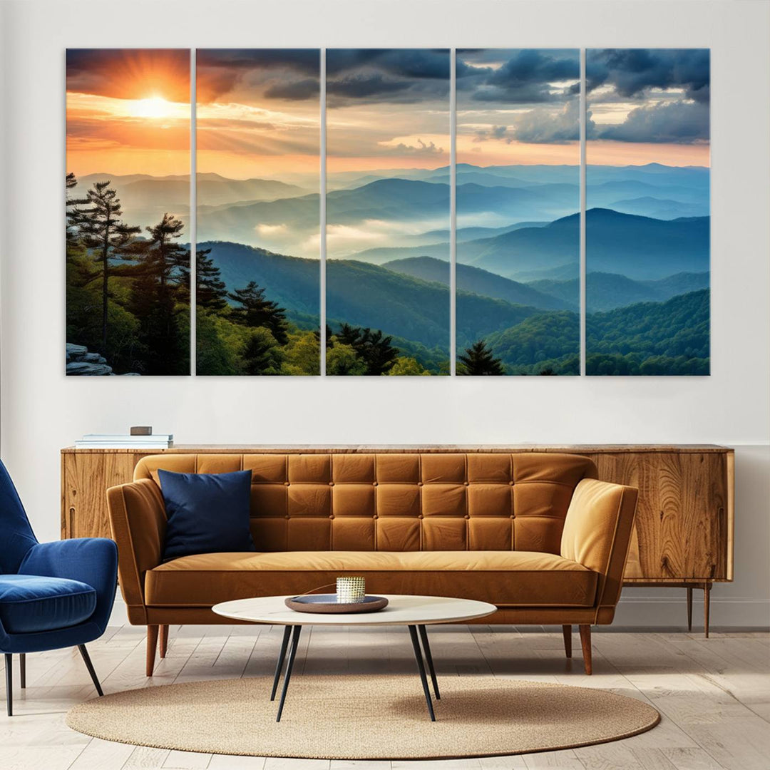 Sunrise Over Mountains Canvas Print - Majestic Mountain Range Wall Art, Stunning Sunrise Scenery, Perfect Home Decor,