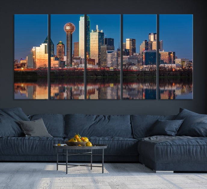 Sunrise Picture of Dallas City Skyline Cityscape Wall Art Canvas Print