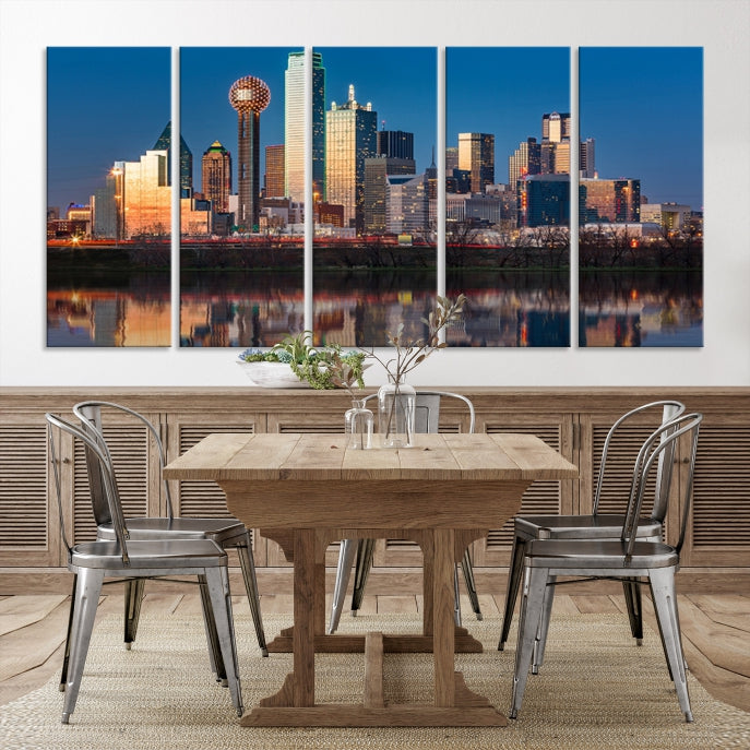 Sunrise Picture of Dallas City Skyline Cityscape Wall Art Canvas Print