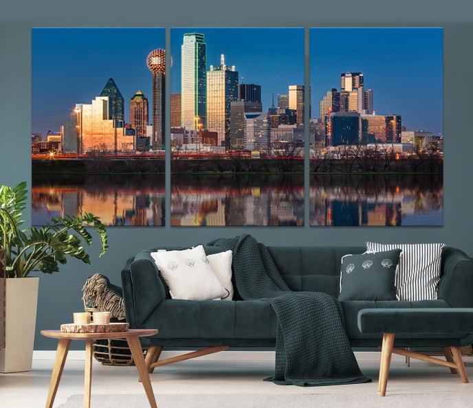 Sunrise Picture of Dallas City Skyline Cityscape Wall Art Canvas Print