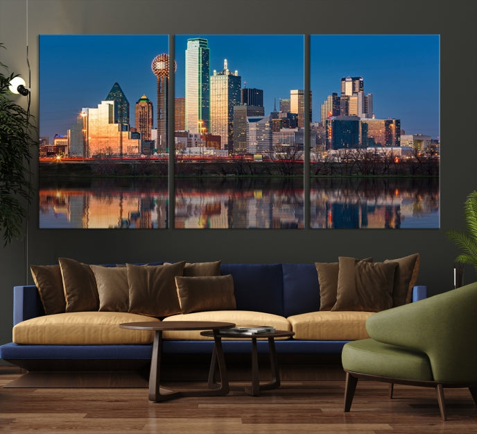 Sunrise Picture of Dallas City Skyline Cityscape Wall Art Canvas Print