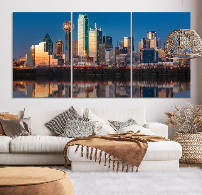 Sunrise Picture of Dallas City Skyline Cityscape Wall Art Canvas Print