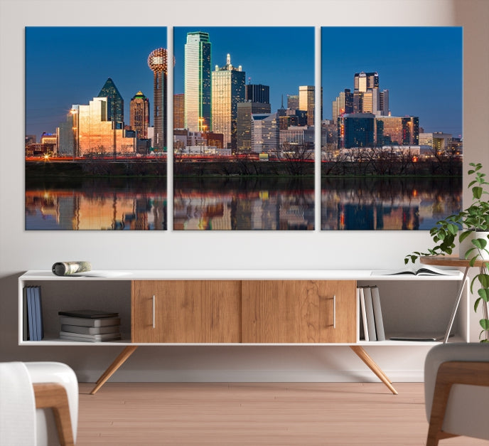 Sunrise Picture of Dallas City Skyline Cityscape Wall Art Canvas Print