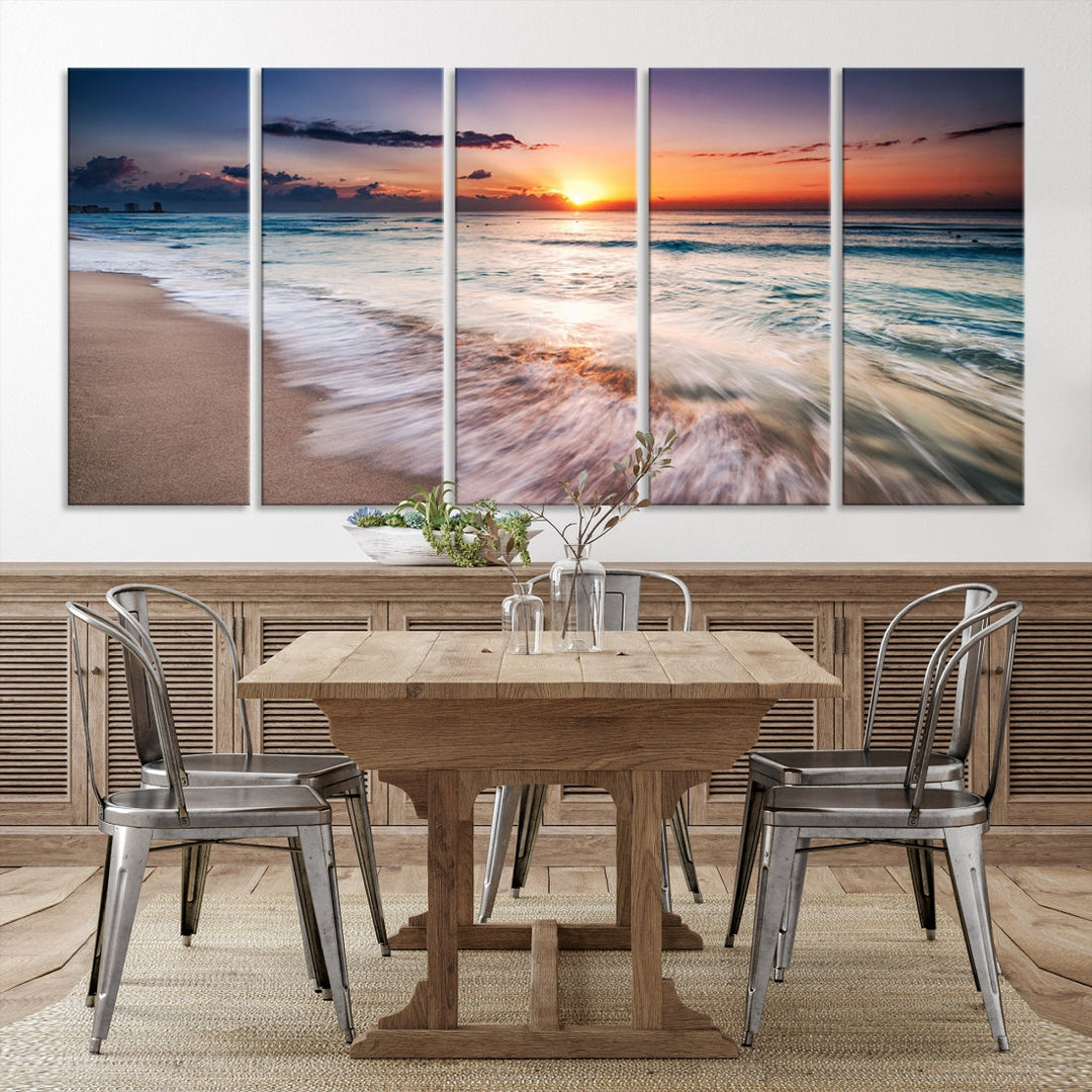 Serene Water Meets Radiant Sunset Clouds Wall Art Canvas Print