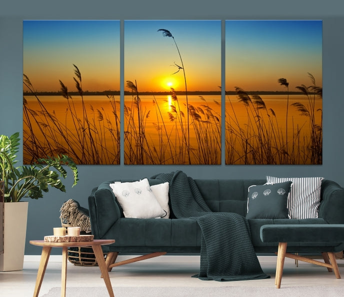 Sunset Behind the Flowers Canvas Print