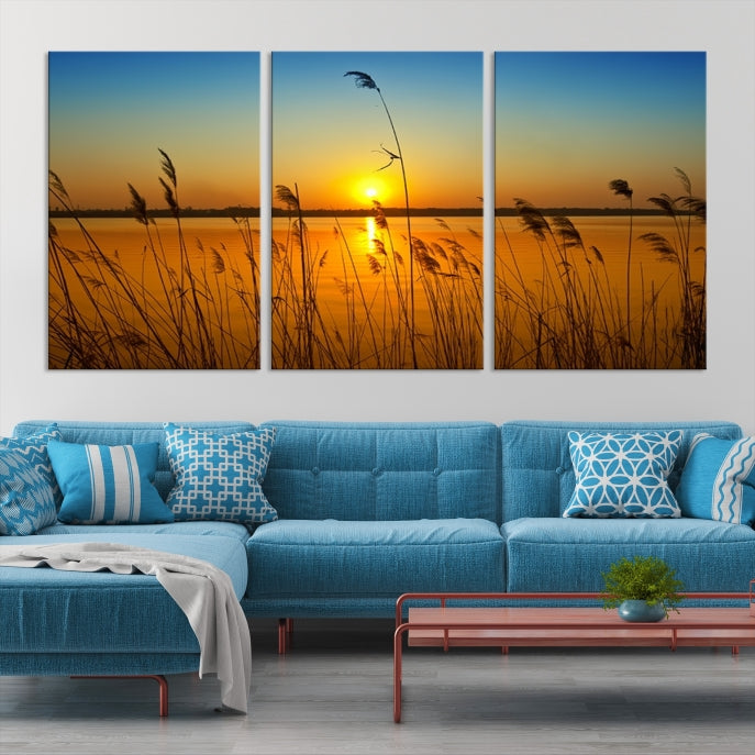 Sunset Behind the Flowers Canvas Print