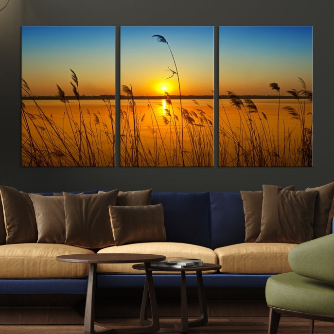 Sunset Behind the Flowers Canvas Print