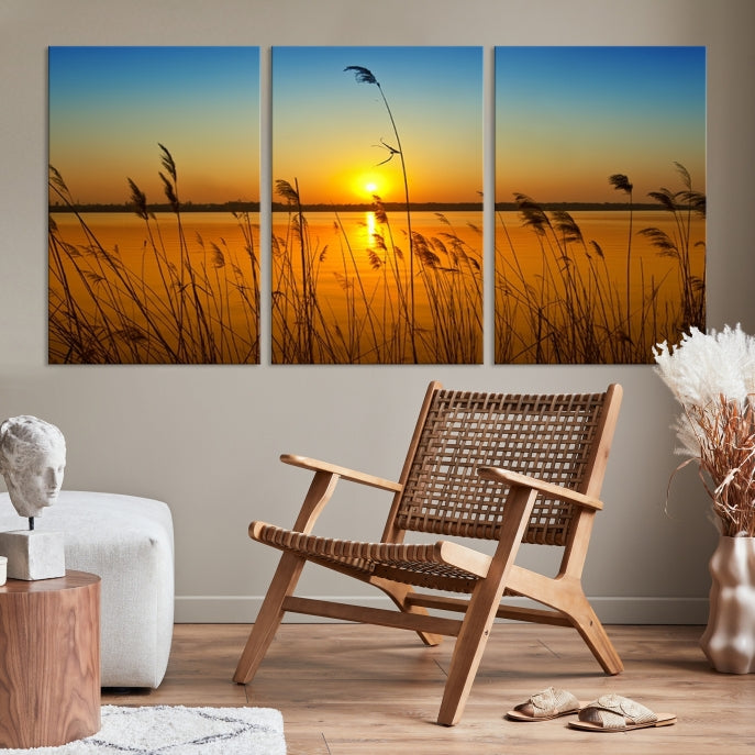 Sunset Behind the Flowers Canvas Print