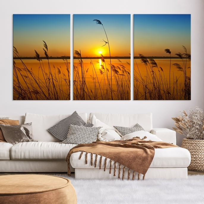 Sunset Behind the Flowers Canvas Print