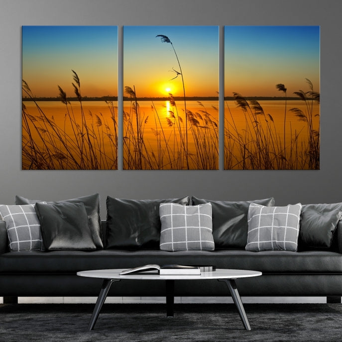 Sunset Behind the Flowers Canvas Print