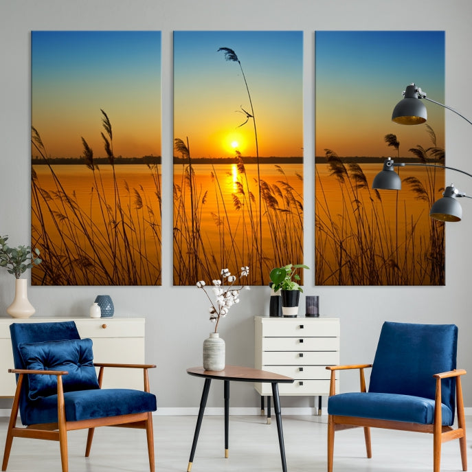 Sunset Behind the Flowers Canvas Print