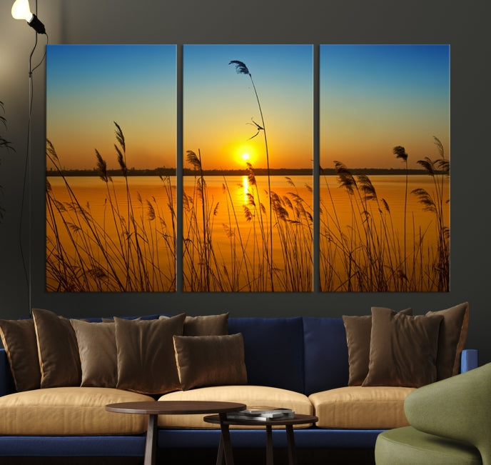 Sunset Behind the Flowers Canvas Print