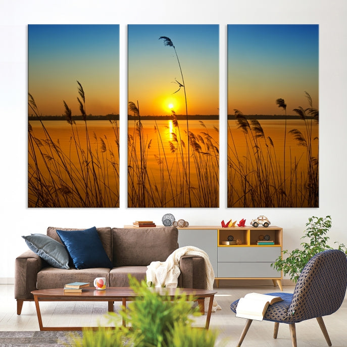 Sunset Behind the Flowers Canvas Print